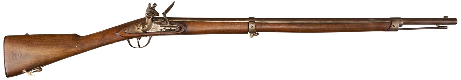 Red McCombs | Unknown French Ecole Militaire Cadet Flintlock Fusil: Manufacturer: Unknown (likely French) (c. early 19th c.) Model: Cadet flintlock fusil Caliber: 56 cal. Barrel Length: 31 in. OAL: 47.5 in. Condition: Good-antique; wood stock has light wear & hand