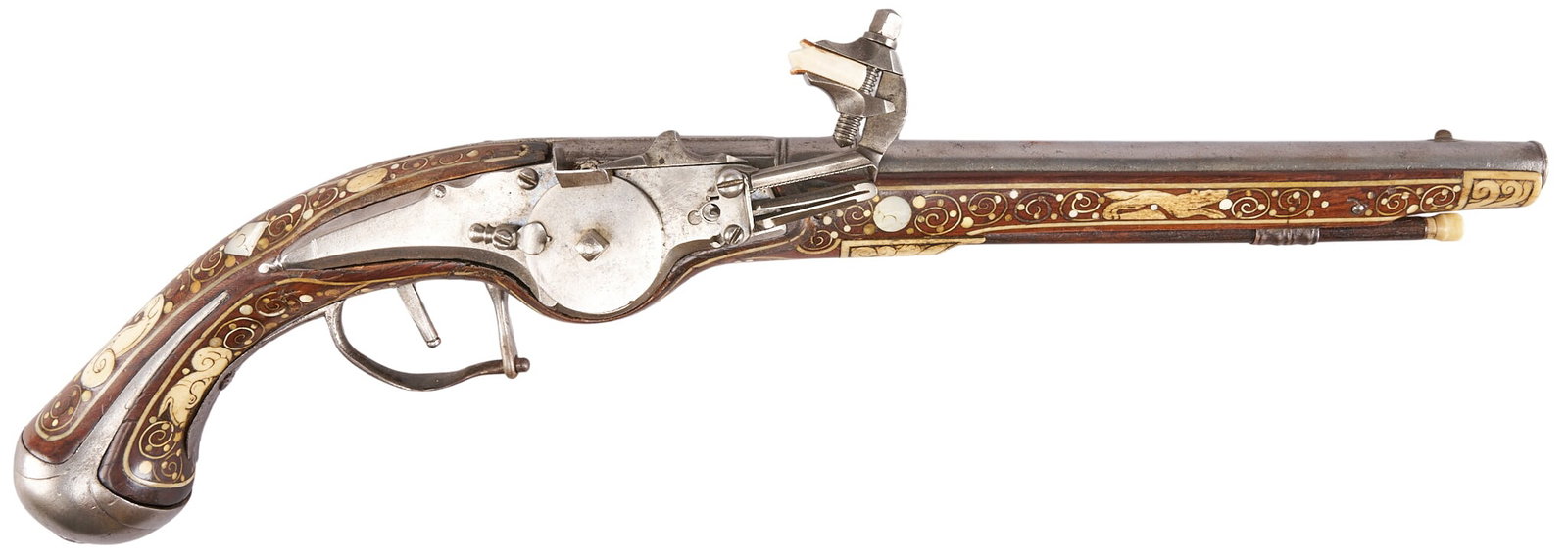 Red McCombs | Extensive Bone & Pearl Inlaid 17th C. German Wheellock Pistol (1 of 2)