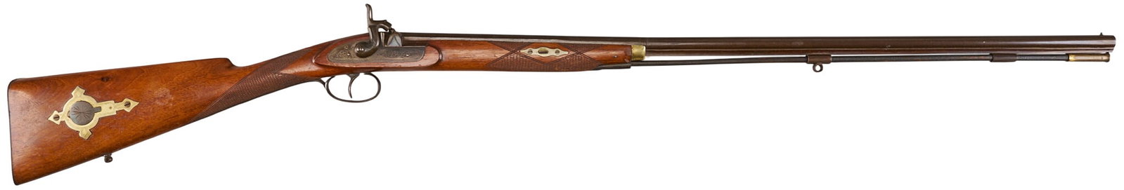 Red McCombs | 20th Century Belgian Youth Percussion Fowler: Serial: 228 Manufacturer: unknown Belgium Model: percussion Youth Fowler musket Caliber: 48 bore Barrel Length: 30 in. OAL: 46.25 in. Condition: Very good; wood stock has light wear & handling mar