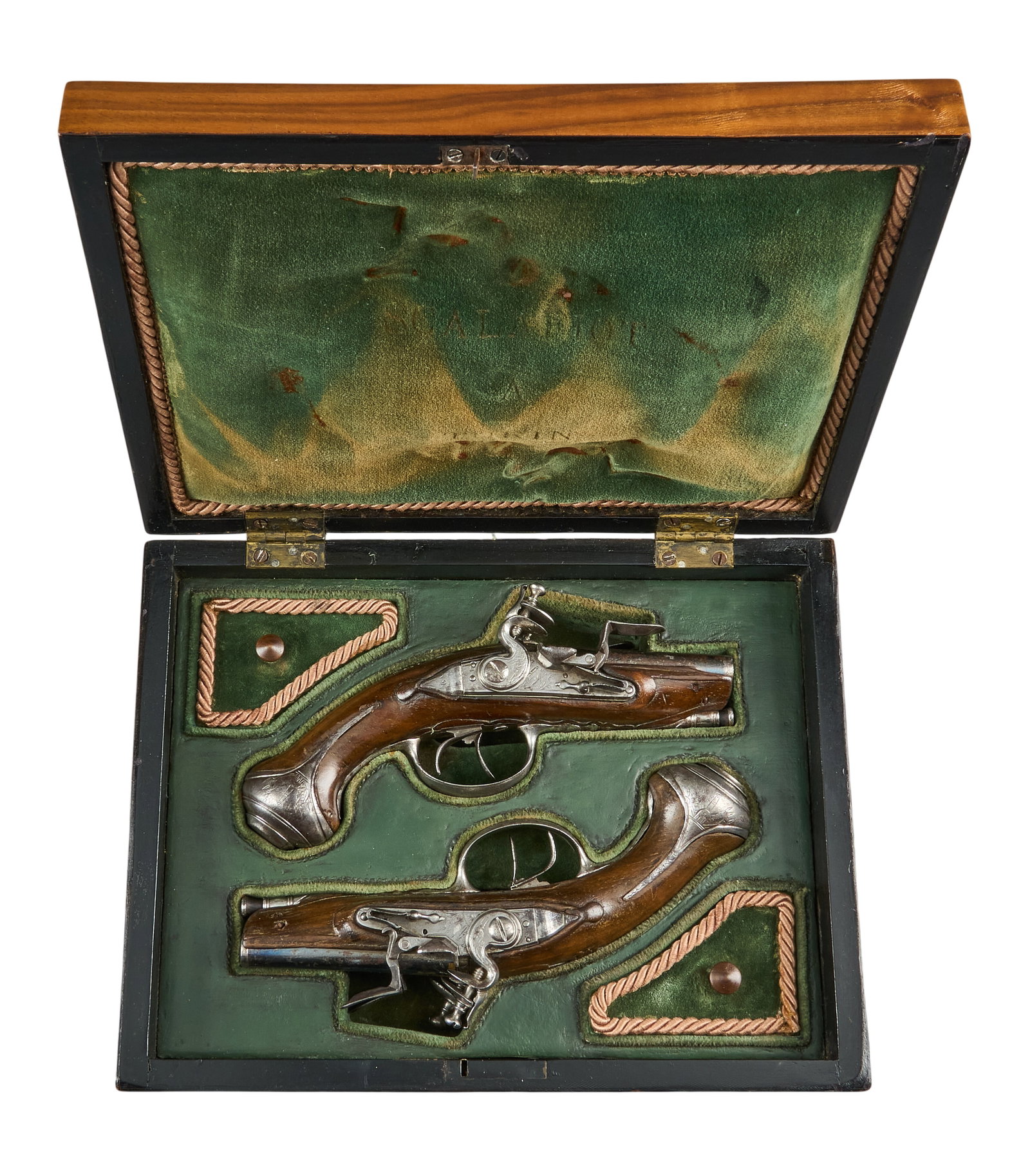 Red McCombs | Cased Antique European Engraved Double Barrel Flintlock Pistols (1 of 5)
