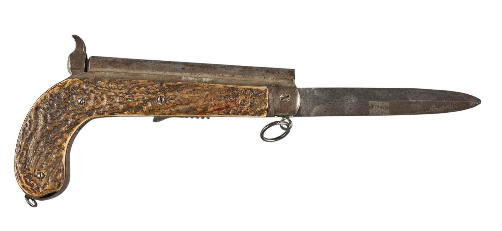 Red McCombs | Desirable Stag Handle Percussion Pistol W/ Folding Knife (1 of 3)