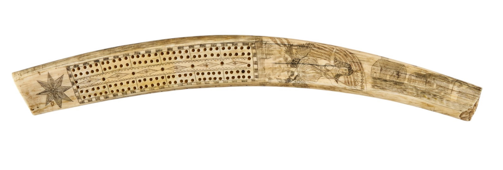 Red McCombs | Carved Walrus Tusk Cribbage Board (1 of 8)