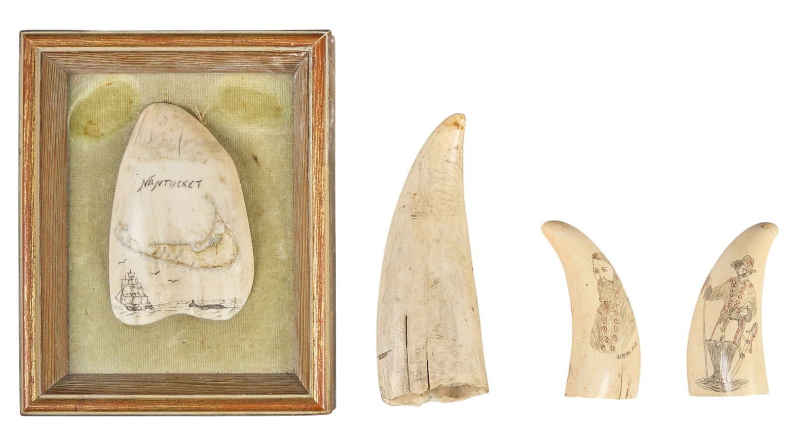 Red McCombs | (4) Scrimshaw Whale Teeth (1 of 6)