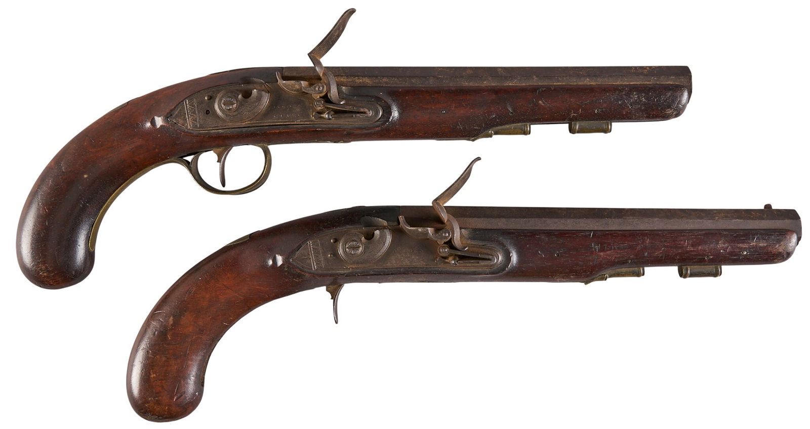 Red McCombs | Pair of American Gold Inlaid Flintlock Pistols W/ Holsters (1 of 3)