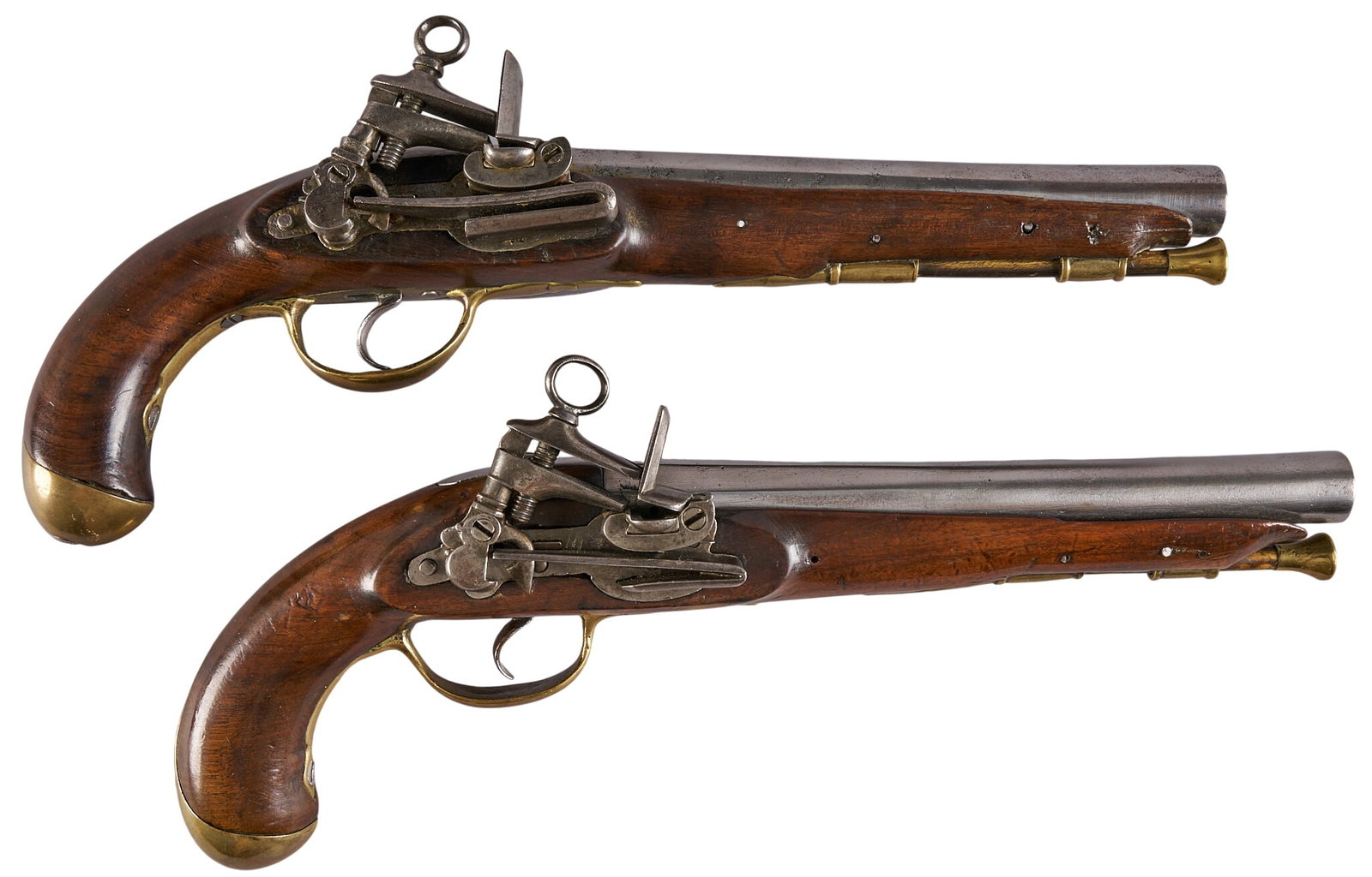 Red McCombs | Pair of Miquelet-Lock Pistols: Model: Miquelet Lock Pistol Caliber: 72 OAL: 14.5 in. Condition: Good-antique; scattered pitting on refinished barrels; mechanically functional Marked: no visible markings Provenance: Property from th
