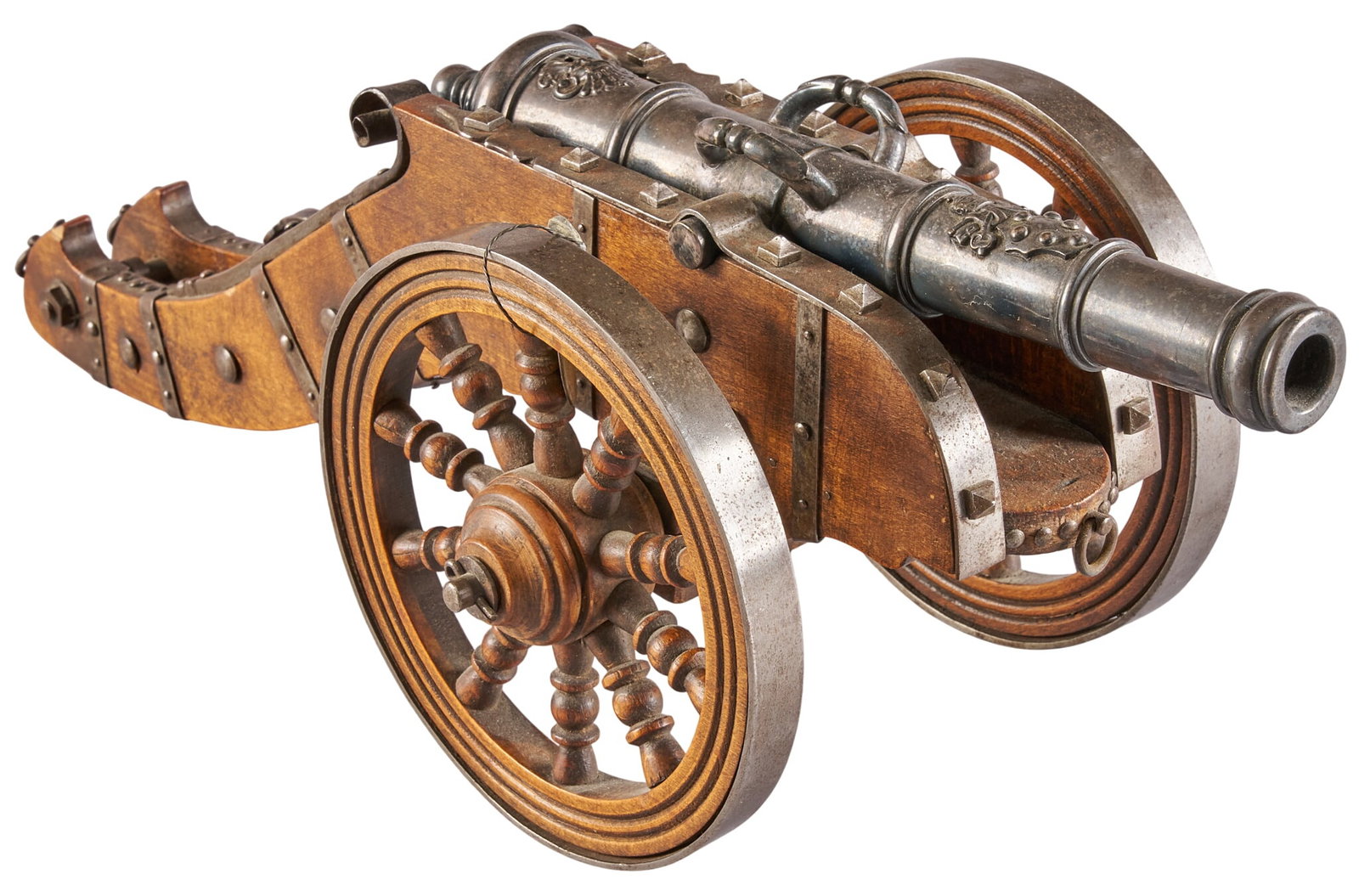 Red McCombs | Miniature Silver-plate Cannon W/ Carriage (1 of 7)