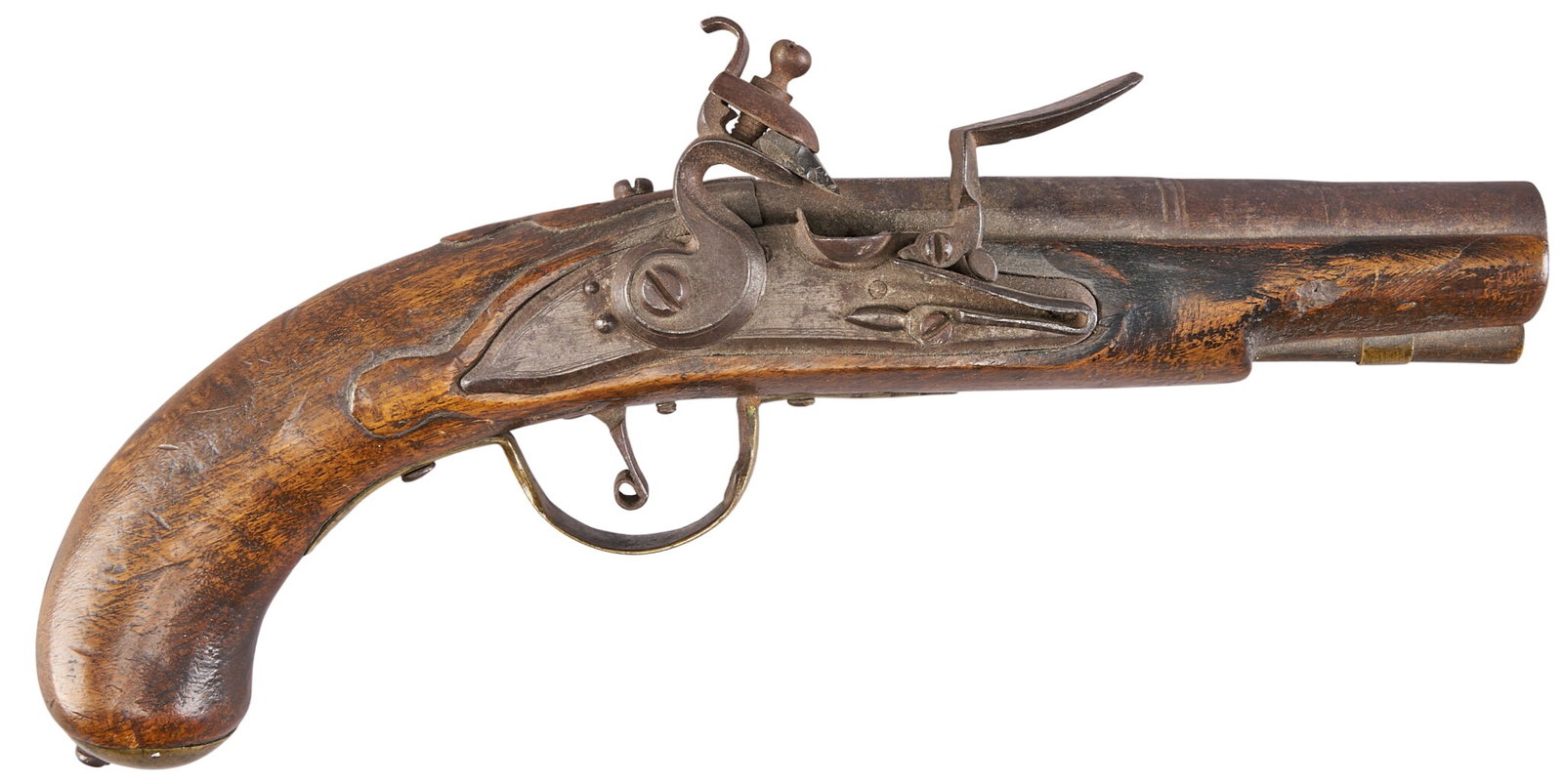 Red McCombs | Antique American Flintlock Pistol: Model: Flintlock Pistol Caliber: 56 OAL: 11 in. Condition: Fair/good-antique; moderate wear rust & pitting; mechanically functional Provenance: Property from the personal estate collection of icon