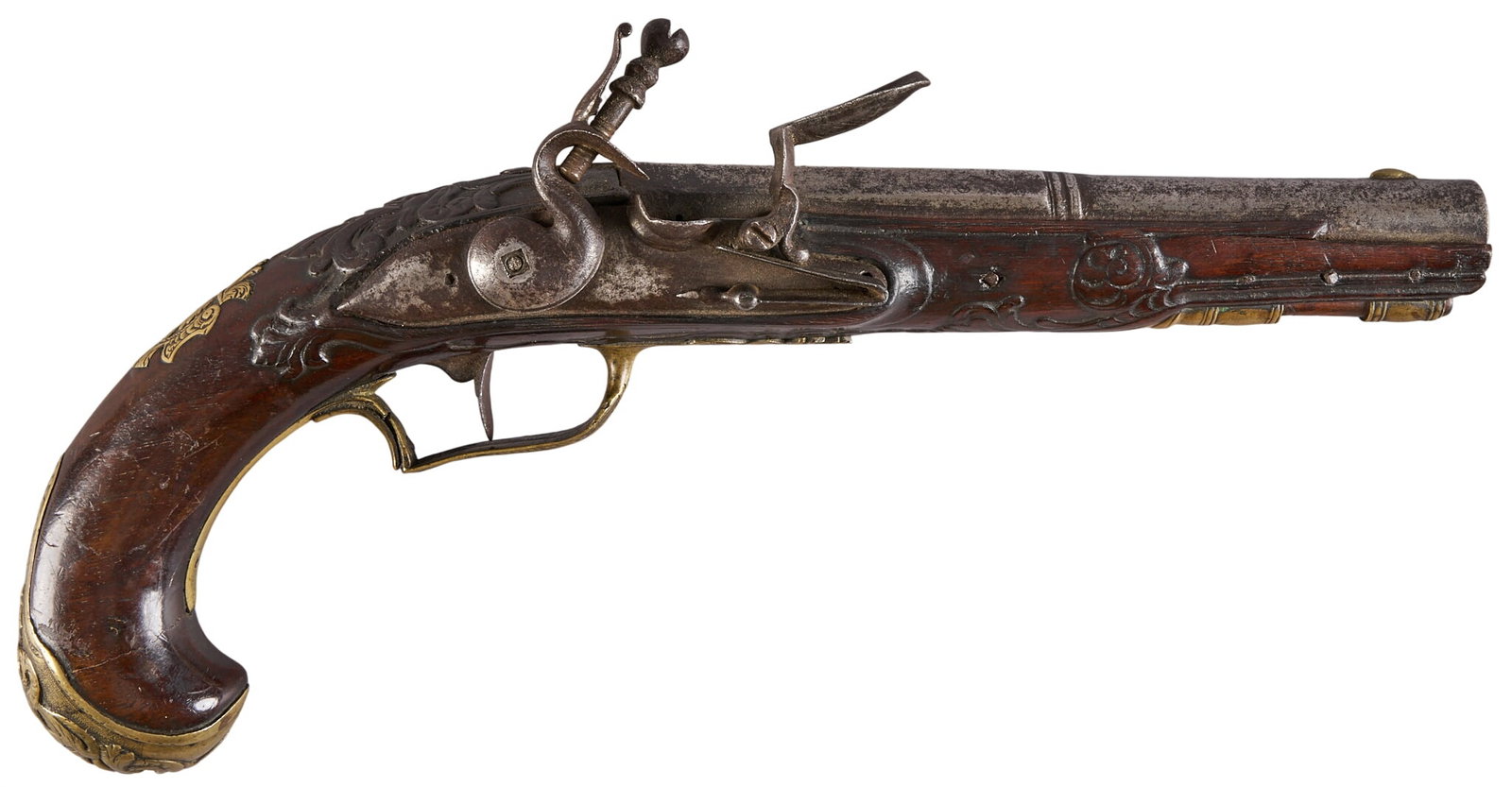 Red McCombs | Unknown Franco-German Style Brass Mounted Flintlock Pistol (1 of 2)