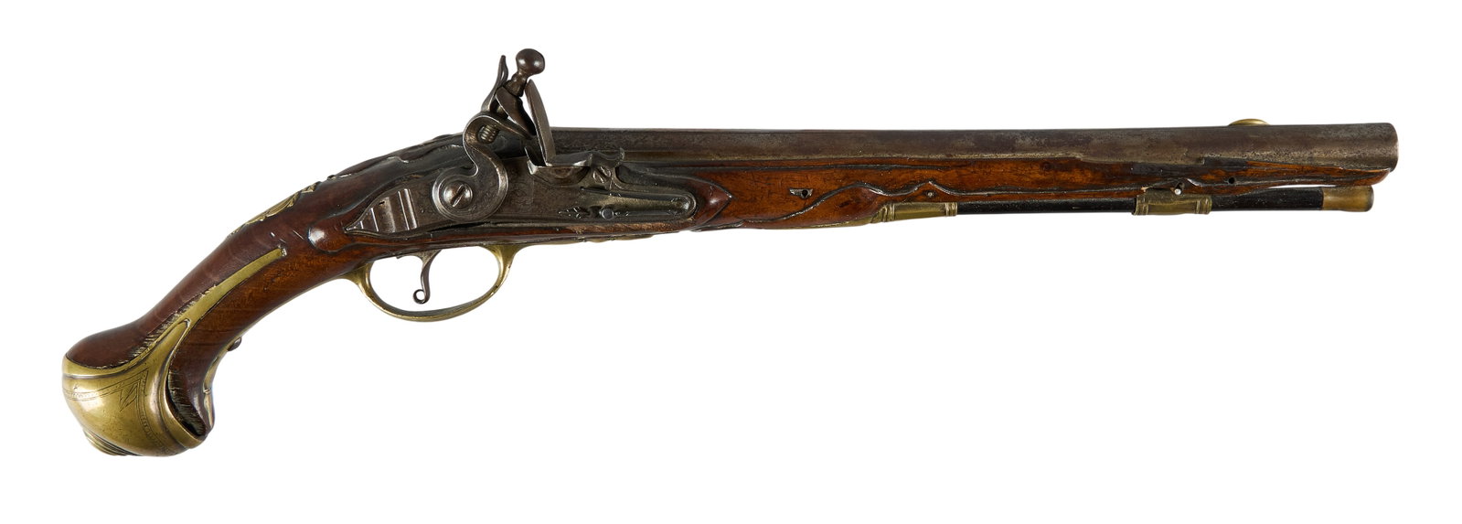 Red McCombs | French Rococo Style Carved & Brass Mounted Flintlock Pistol (1 of 2)
