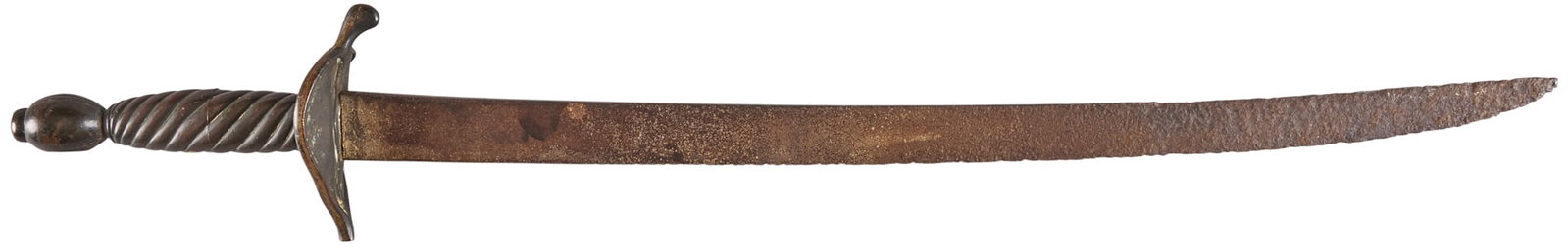 Red McCombs | Excavated Revolutionary War Period Sword Regiment Marked: Excavated regiment marked Revolutionary War period short sword or hanger purportedly excavated in Massachusetts; marked 14B.-2C.-103.; BGC on quillon OAL: 31 in. Relic condition; heavy oxidation 