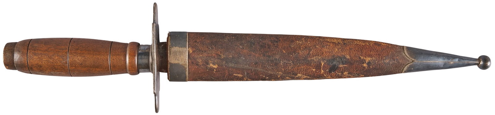Red McCombs | Silver-Mounted Revolutionary War Period Dagger: Silver-mounted Revolutionary War period dagger w/ leather sheath with silver fittings Condition commensurate with age; missing pommel Provenance: Property from the personal estate collection of iconic