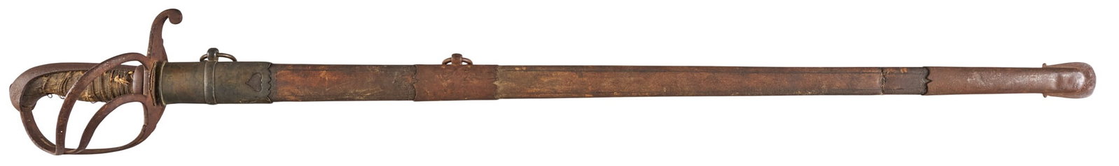 Red McCombs | 19th Century Mexican Officer's Sword W/ Extensive Etching: 19th century Mexican officer's sword w/ scabbard; extensive etching OAL: 37.5 in. Condition commensurate with age Provenance: Property from the personal estate collection of iconic Texas