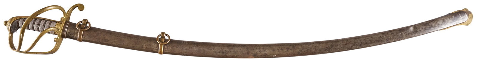 Red McCombs | Early 19th Century Mexican Officer's Cavalry Sabre: Early 19th century Mexican officer's cavalry sabre w/ scabbard & extensive etching & ray skin handle OAL: 37.5 in. condition commensurate with age Provenance: Property from the perso