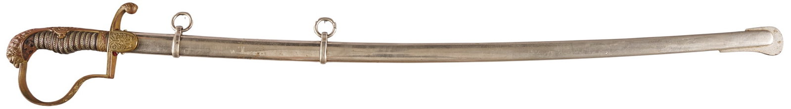 Red McCombs | Imperial German Officer's Sword: Imperial German officer's sword w/ lion's head hilt; blade by WK & C; blade has etched panels OAL: 37 in. condition commensurate with age Provenance: Property from the personal estate coll
