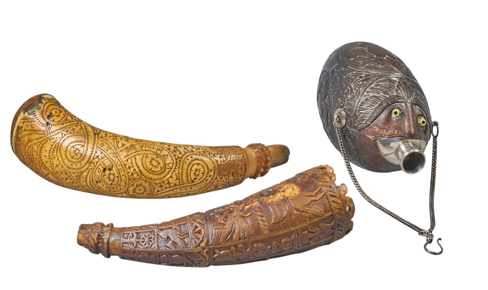 Red McCombs | (3) Carved Powder Horns (1 of 16)