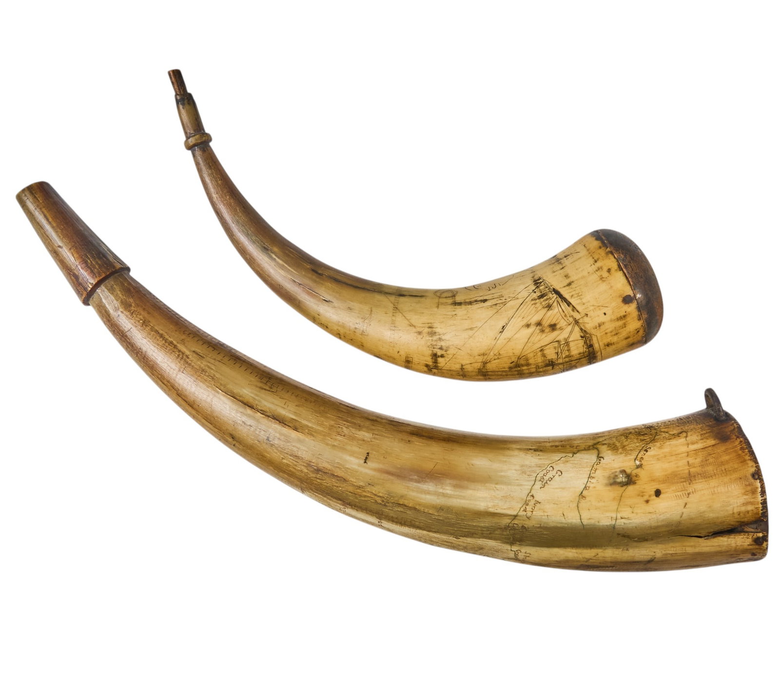 Red McCombs | (2) Nautical Scrimshaw Powder Horns (1 of 9)