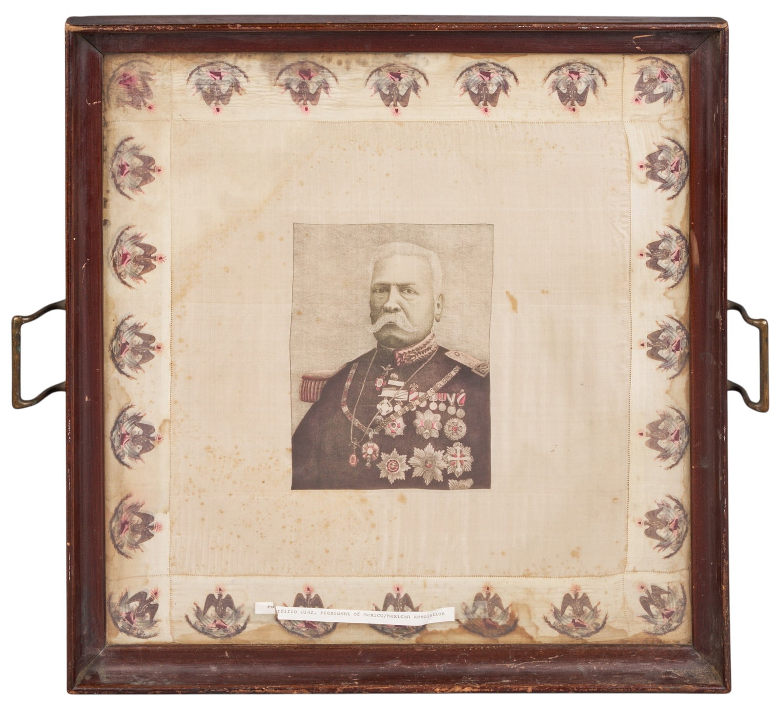 Red McCombs | Framed Scarf Portrait of Mexican President Porfirio Diaz (1 of 2)