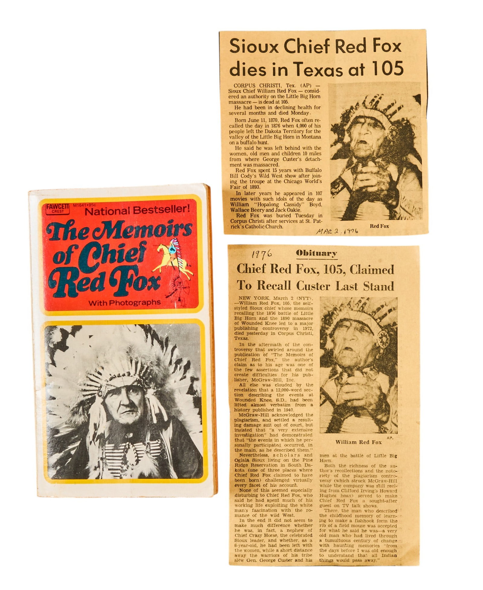 Red McCombs | Signed The Memories of Chief Red Fox 1972 (1 of 3)