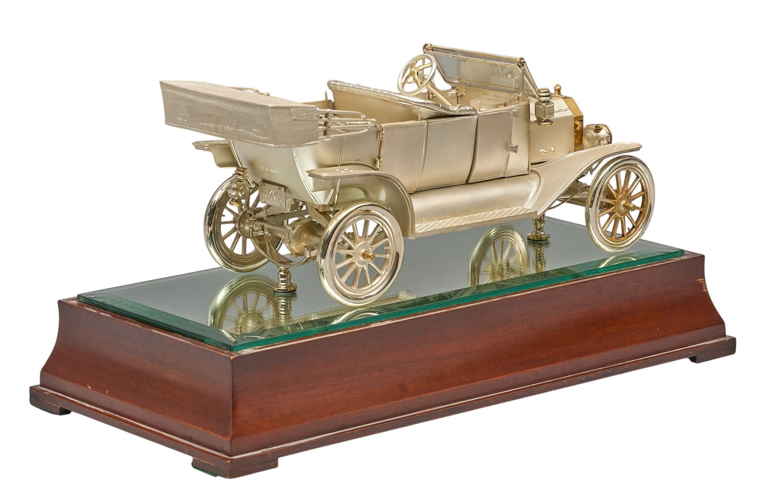 Red McCombs | Impressive 1913 Ford Model T Silver Car Replica on Display Base - 10