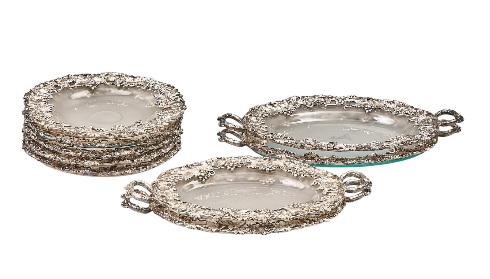 Red McCombs | Chased Silverplate Vine and Grape Crystal Desert Set (1 of 4)