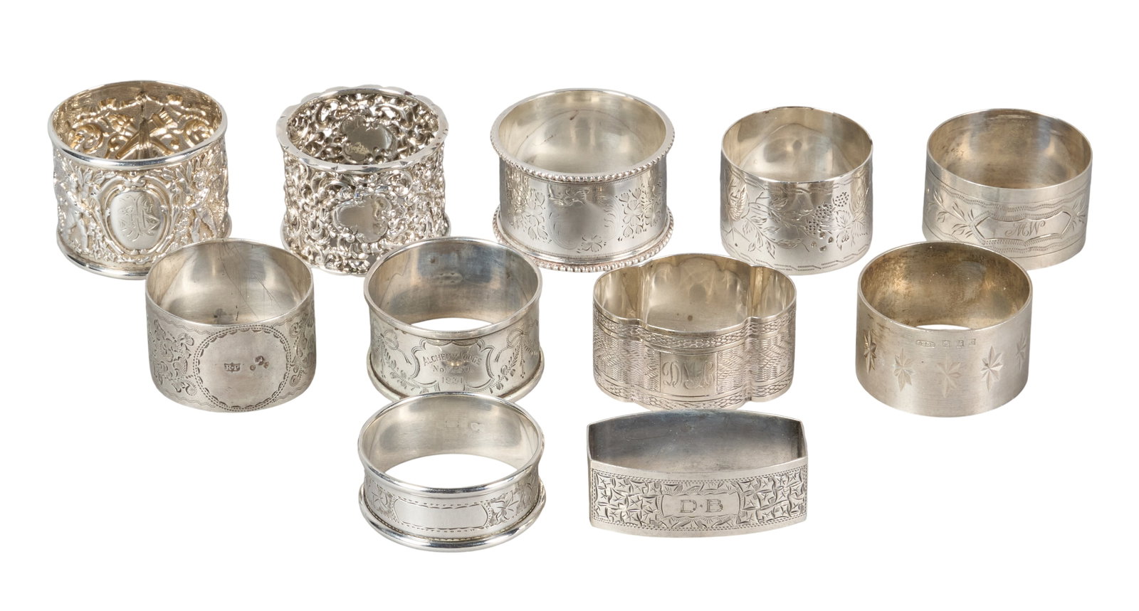 Red McCombs | (11) Antique Sterling Silver English Napkin Rings (1 of 6)
