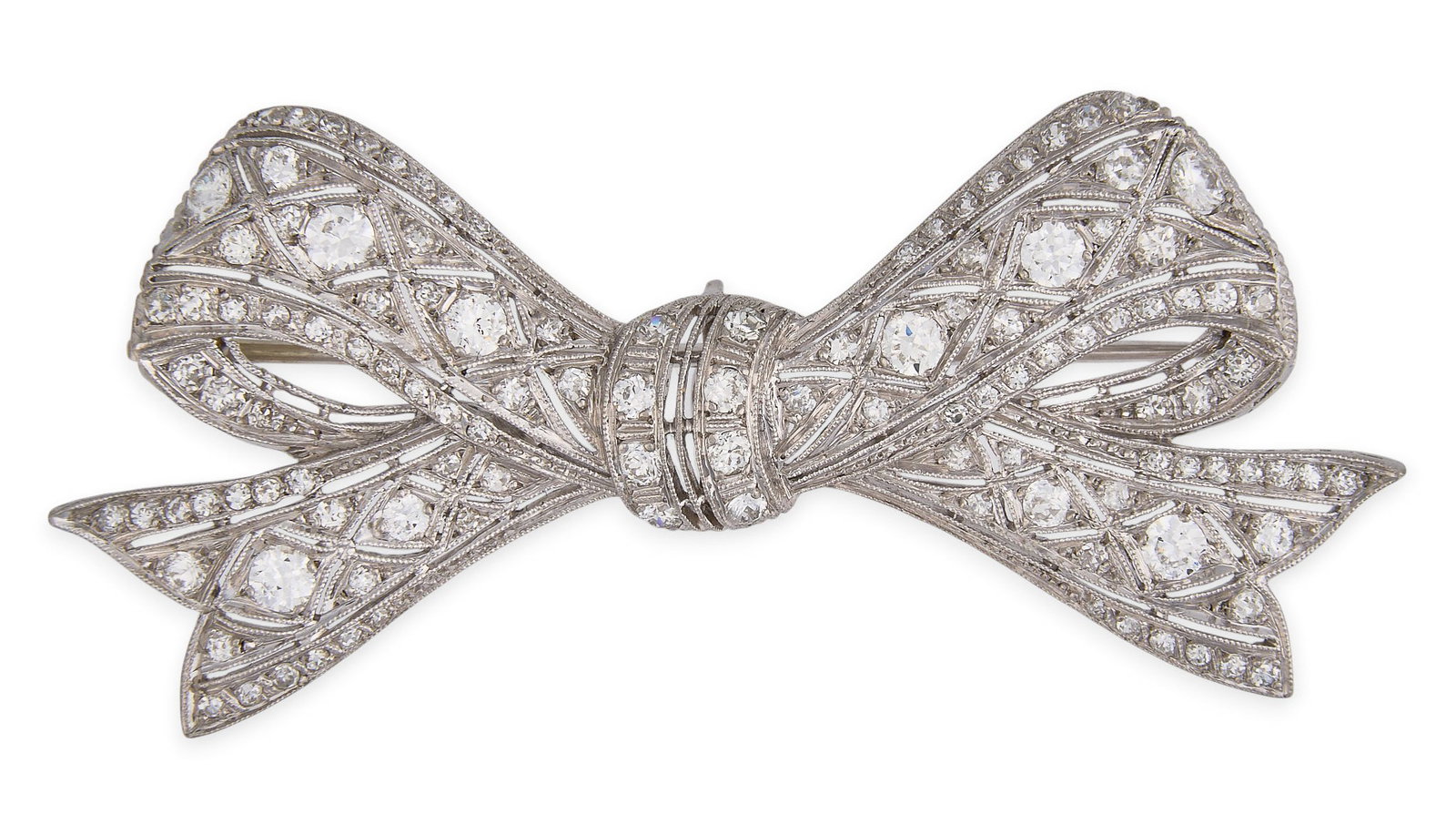 Red McCombs | Antique Platinum Pave Diamond Bow Brooch (1 of 2)
