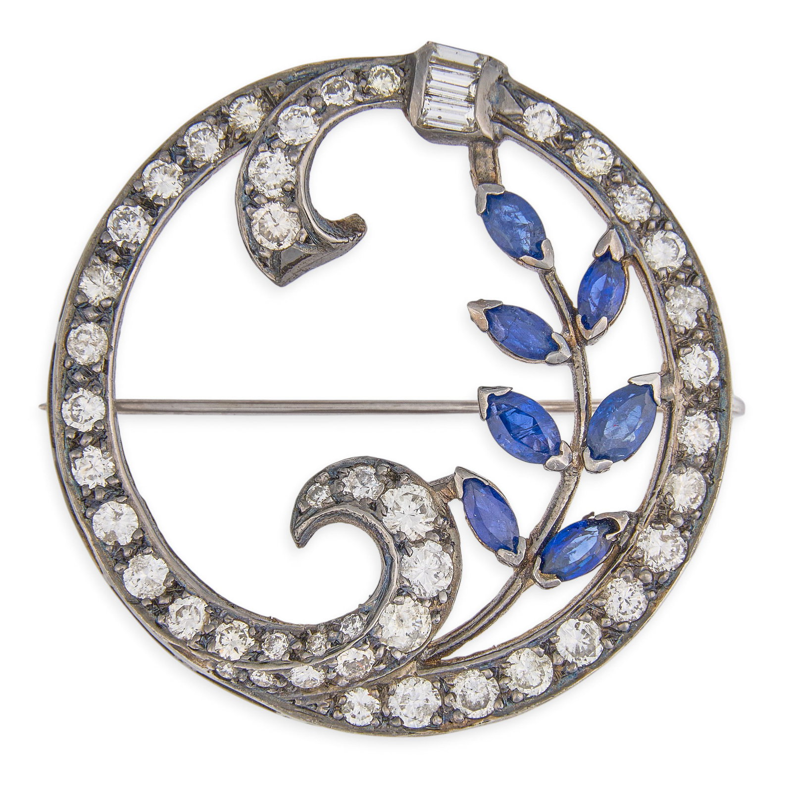 Red McCombs | 14K Sapphire Diamond Circle Pin (1 of 2)