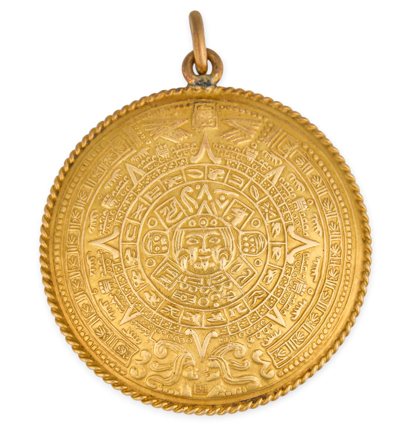 Red McCombs | 18K Mexican Sundial Pendant (1 of 2)