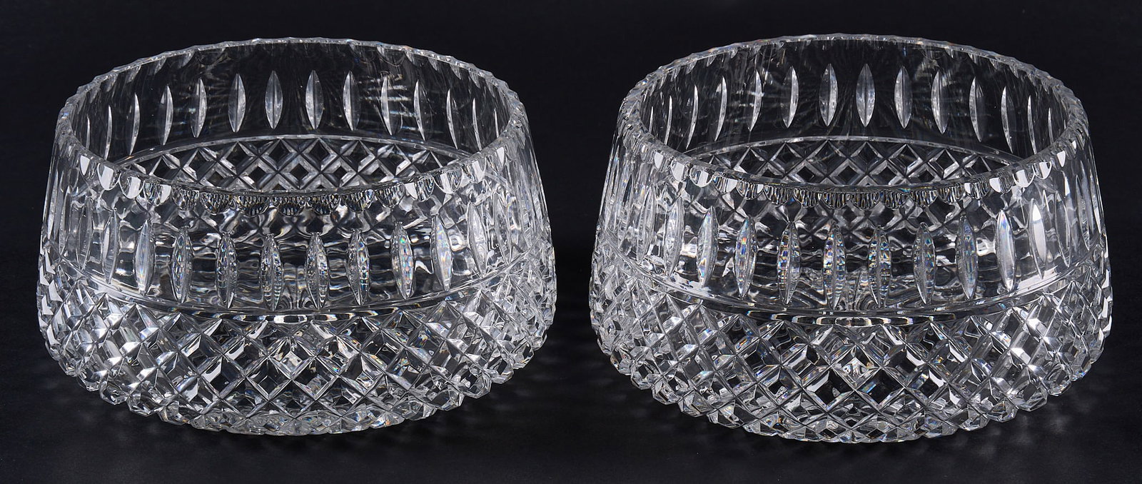 Red McCombs | Matched Pair of Quilted Diamond Cut Glass Bowls (1 of 3)