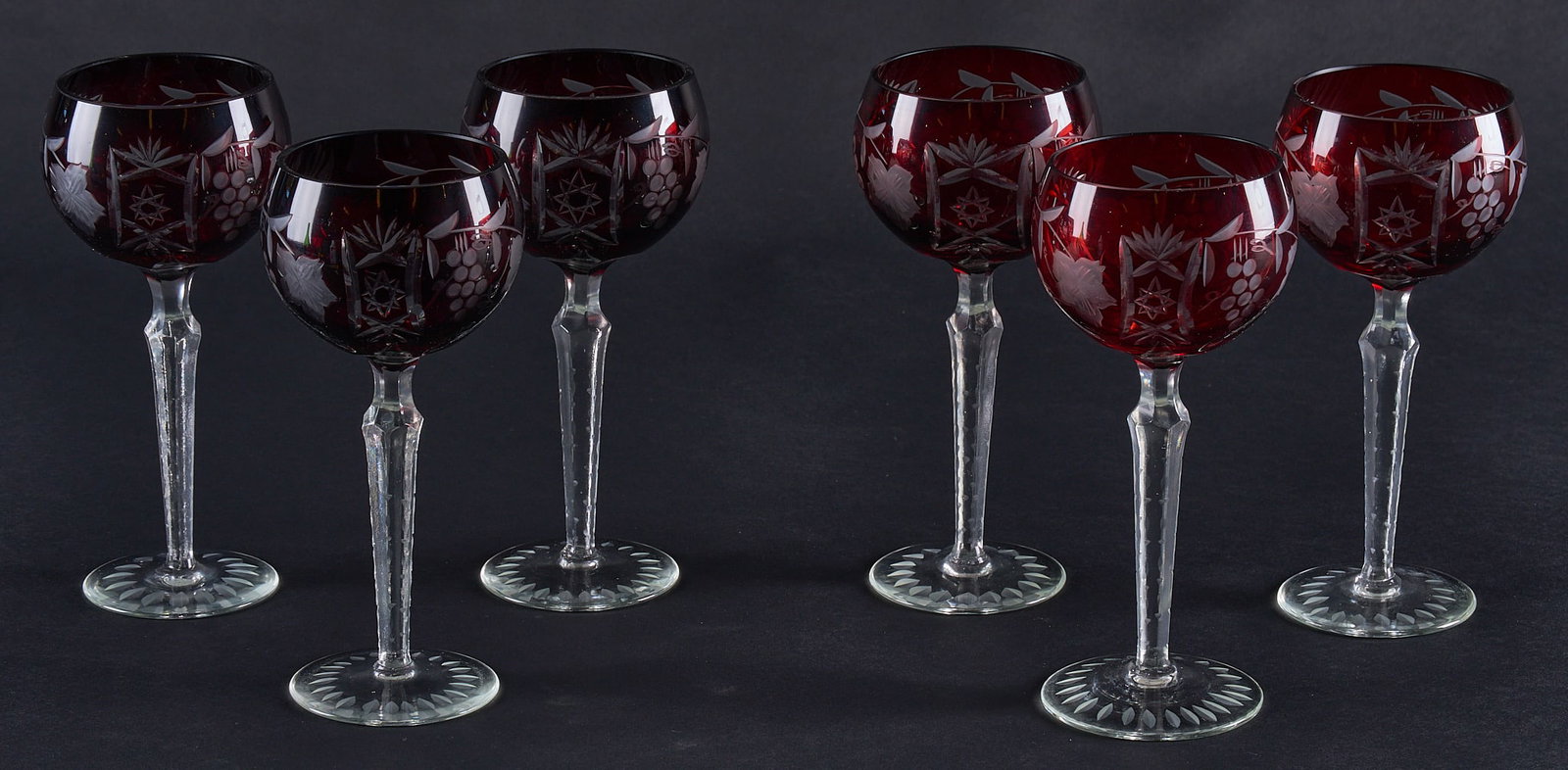 Collection of (6) Cut-to-Clear Nauchtmann Traube Hock Wine Glasses (1 of 4)