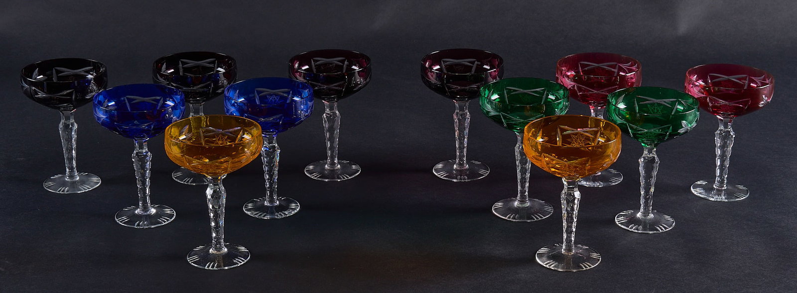 Red McCombs | Set of (12) Cut-to-Clear Nachtmann Traube Champagne Coupes (1 of 4)