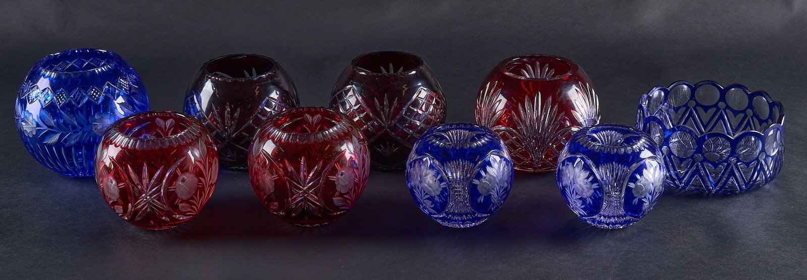 Red McCombs | Collection of (9) Cut-to-Clear Rose Bowls (1 of 6)