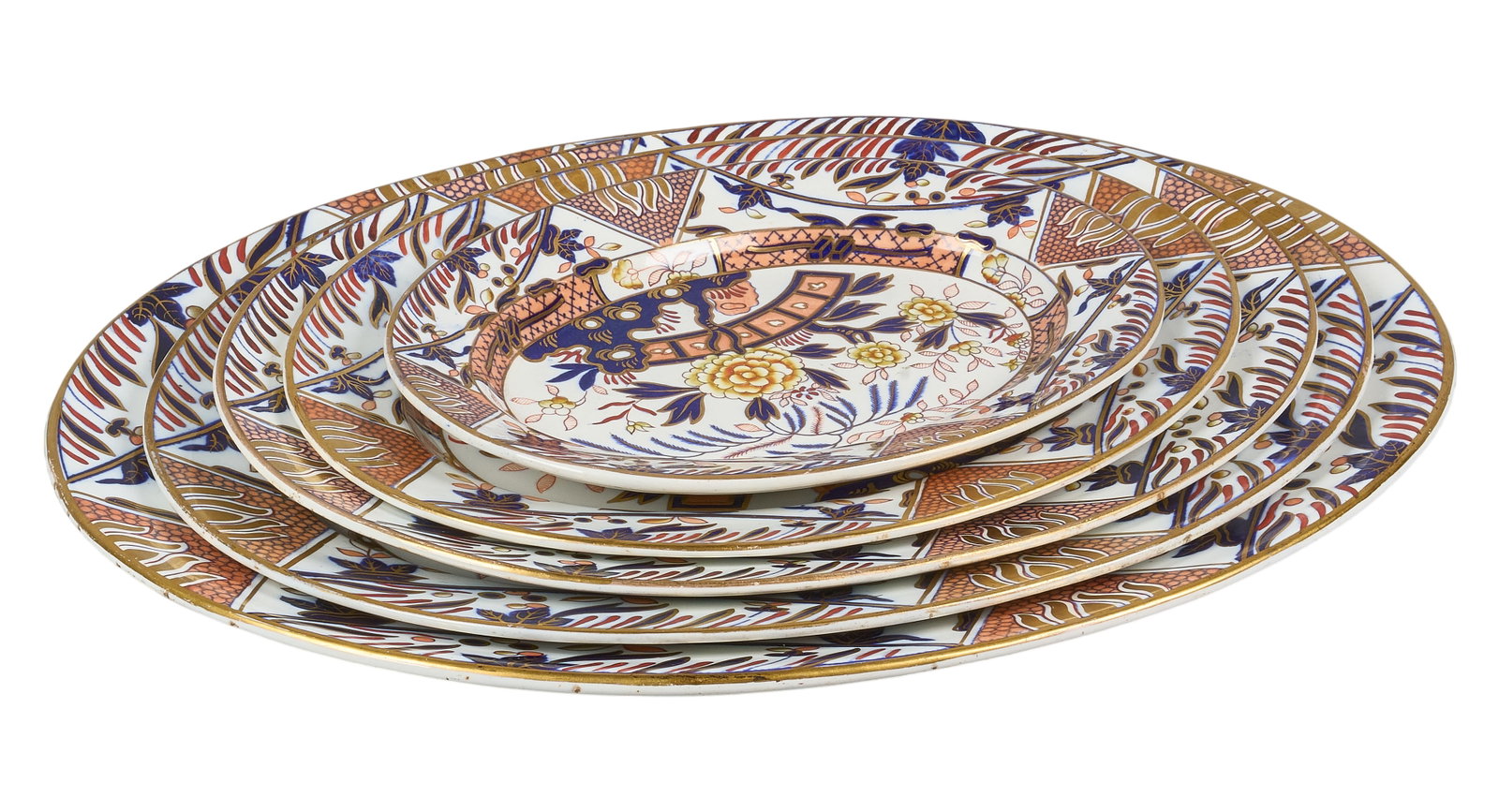 Red McCombs | (6) English Ashworth Bros. Ironstone Serving Platters: Set of six English Ashworth Bros. ironstone serving platters, featuring Japanese style design height 2 in. x width 19.5 in. x depth 15.5 in. / largest Provenance: Property from the personal