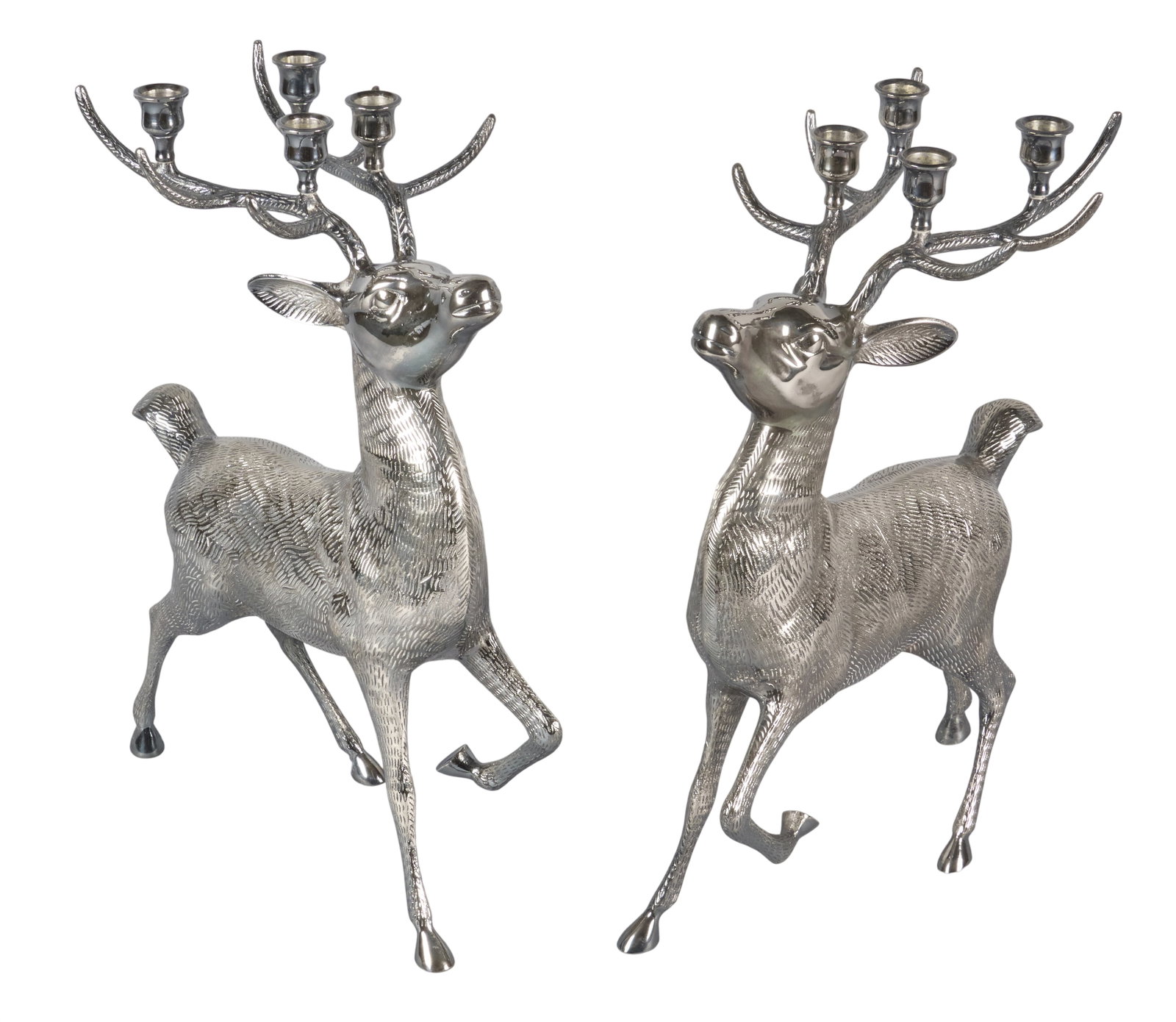 Red McCombs | Pair of Silvered Metal Stag Candelabra (1 of 4)