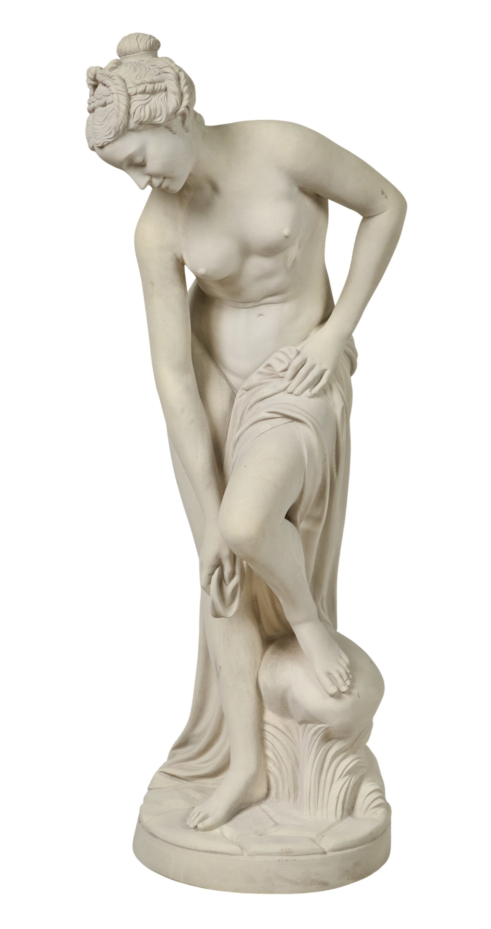 Red McCombs | Lorenzo dal Torrione "Bathing Venus": Lorenzo dal Torrione (Italy, 20th century), "Bathing Venus", after Christophe-Gabriel Allegrain (France, 1710-1795), cast synthetic marble sculpture, signed "Dal Torrione"