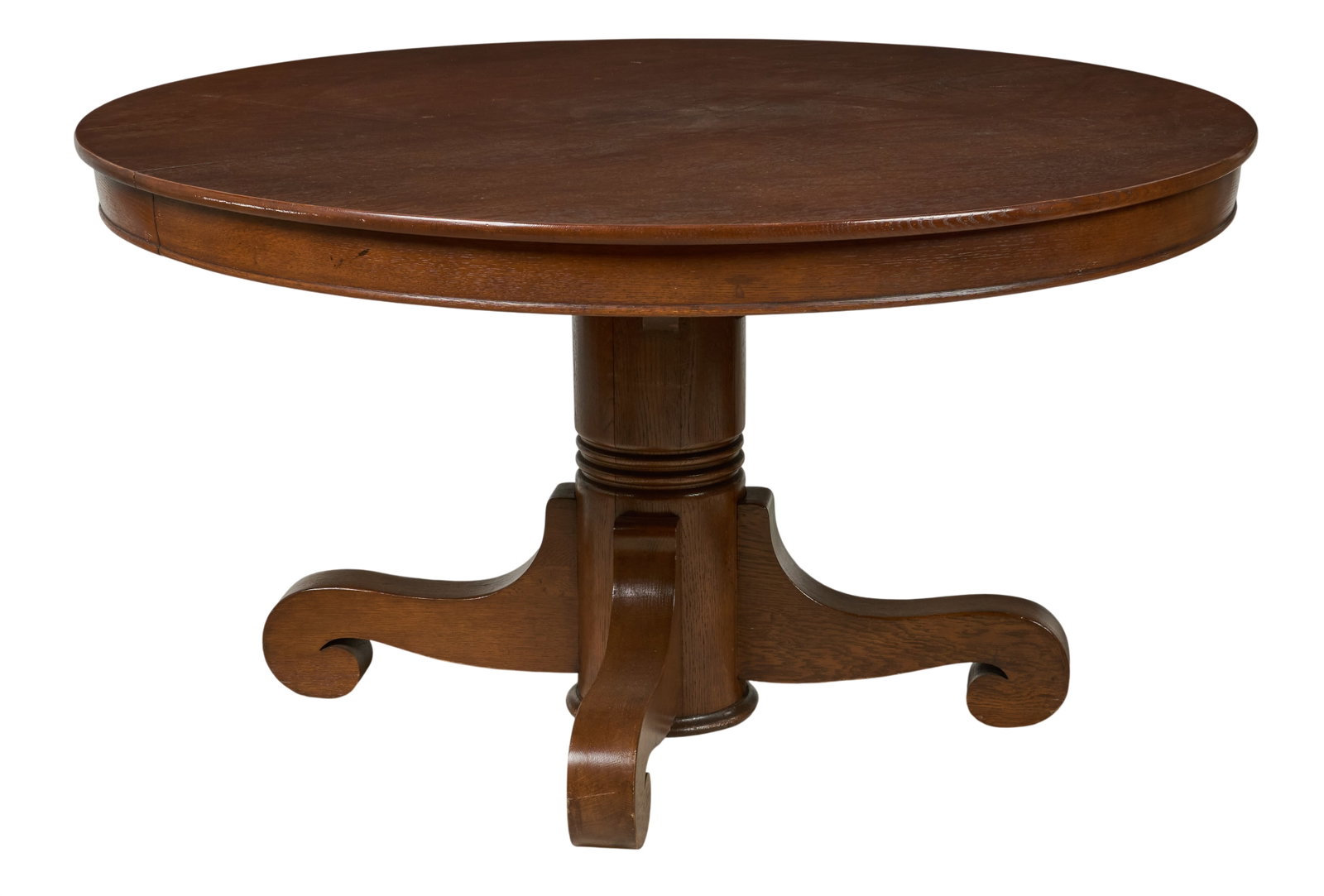 Red McCombs | Center Table: Large circular top table on pedestal base with scrolled feet height 30 in. x width 54 in. x depth 54 in. Provenance: Property from the personal estate collection of iconic Texas busin