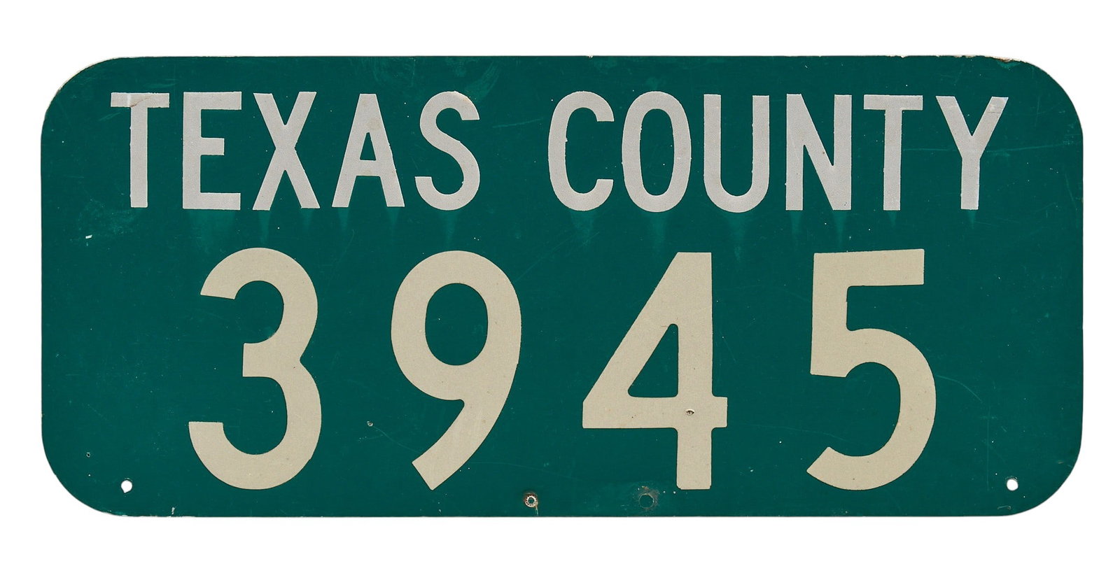 Vintage Texas County 3945 Sign: Vintage Texas County 3945 metal sign length 8 in. x width 18 in. 