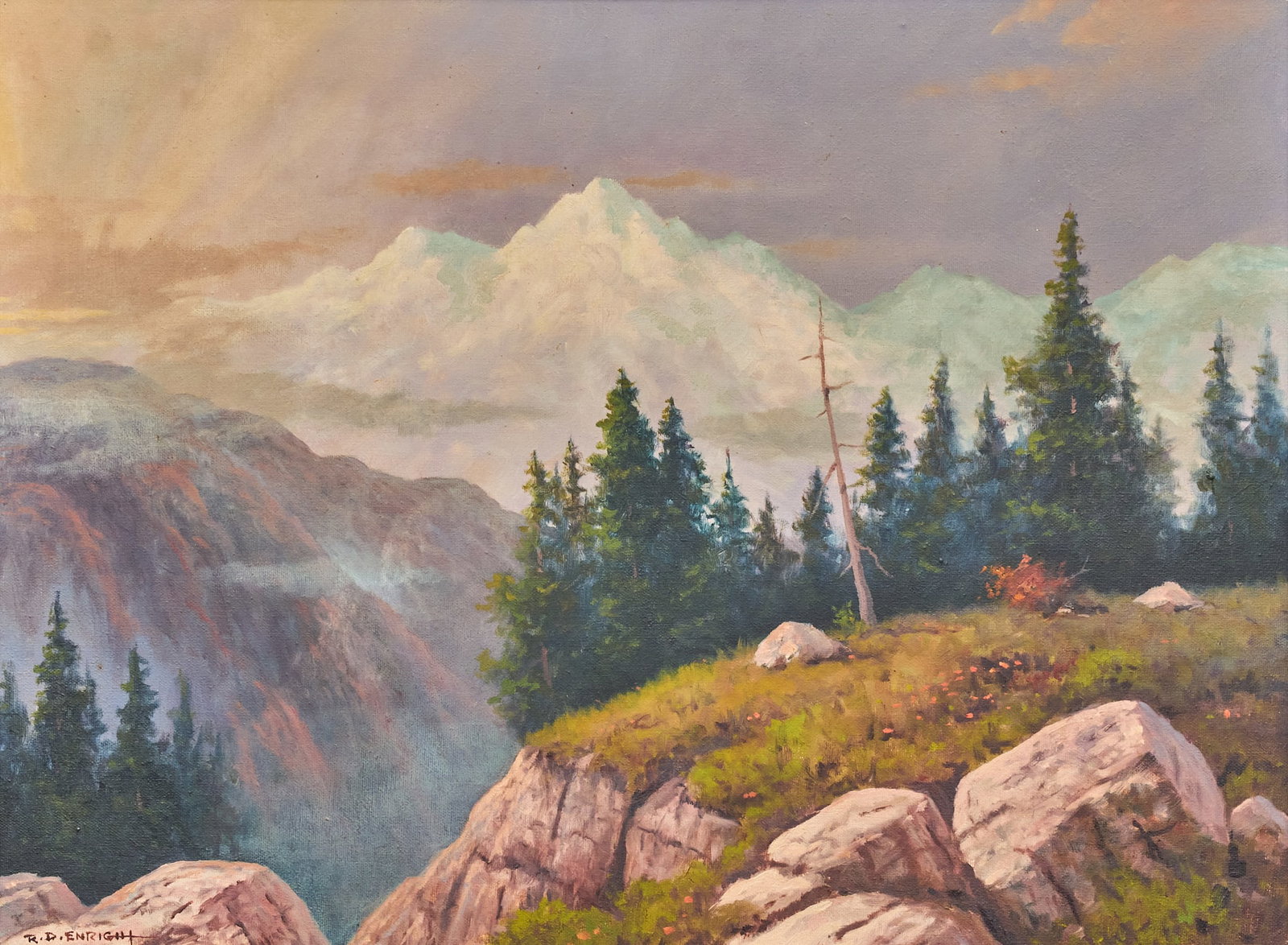 R. D. Enright, Western Landscape: Roland Delbert Enright (Texas / Wisconsin, 1921-1983), Western landscape, oil on canvas, signed lower left sight: 18 x 24 in., frame: 26 x 32 in. Provenance: Property from an Austin, Texas