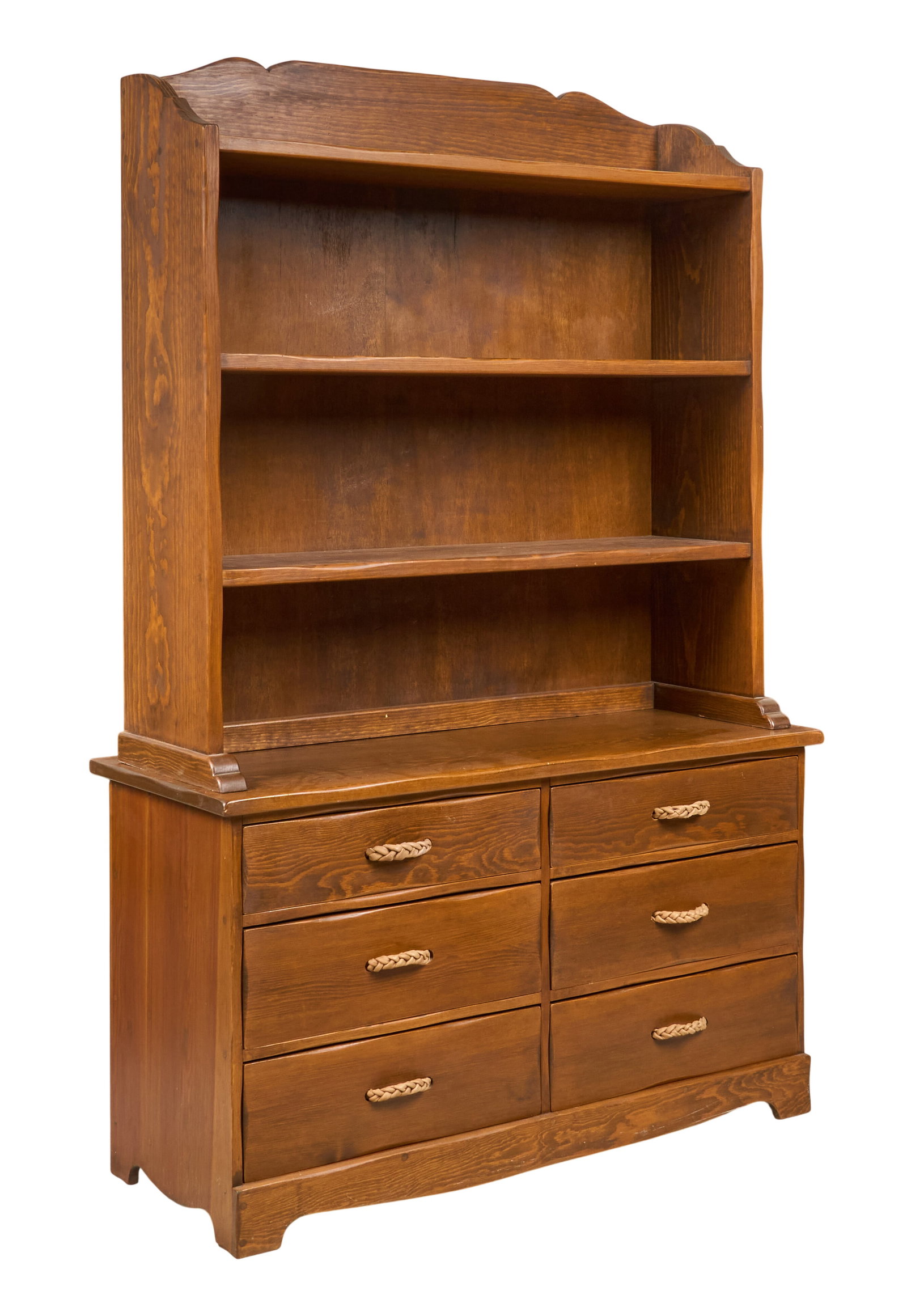 W.R. Dallas Hutch: W.R. Dallas (San Antonio, Texas) hutch, with open shelves and six drawers, marked height 76.5 in. x width 49 in. x depth 20 in. Provenance: Property from a home in Bulverde, Texas
