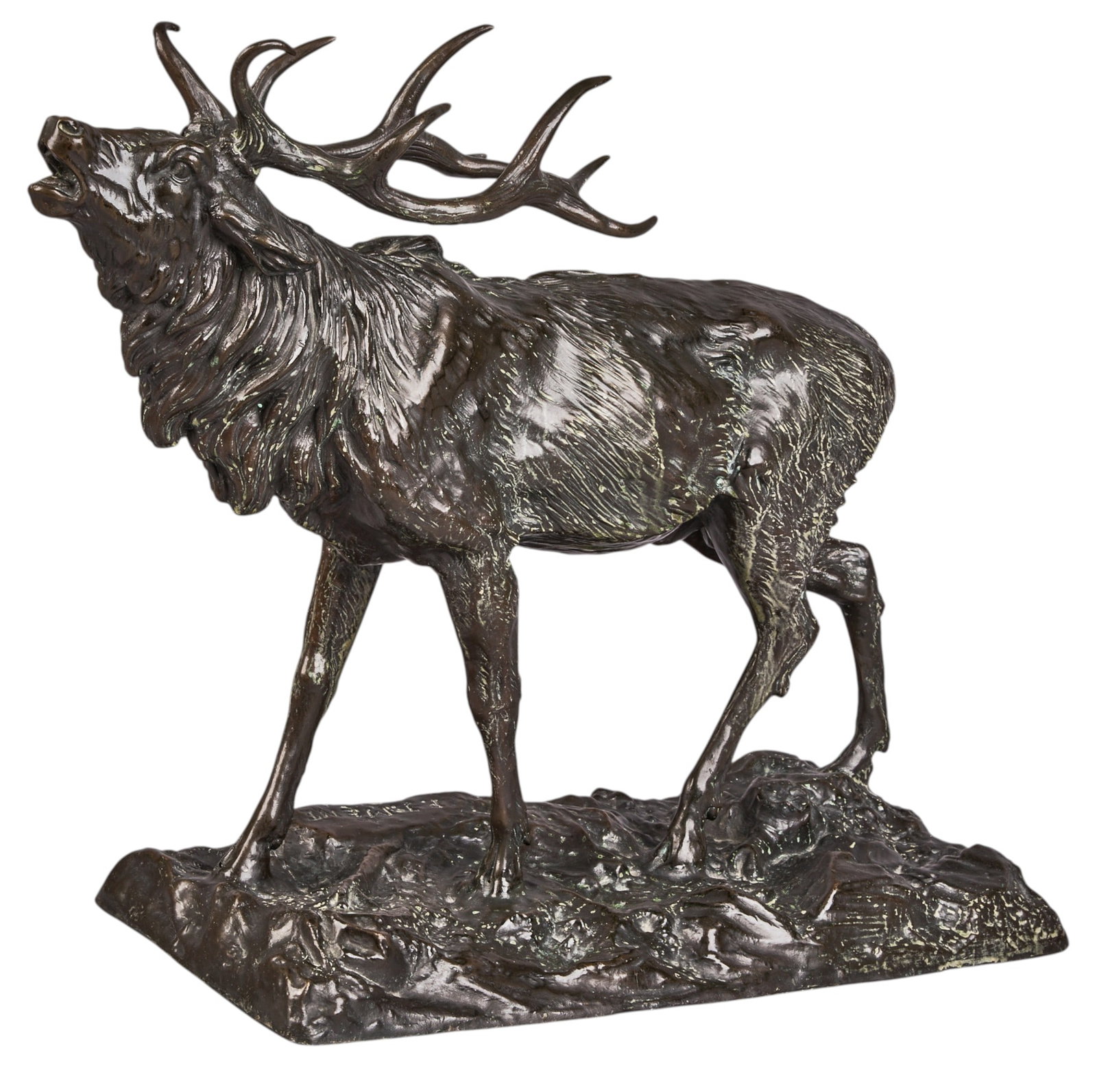 After P. J. Mene, Elk Bronze: height 14 in. x width 18 in. x depth 6 in. Provenance: Property from a Tucson, Arizona art and antiques collector