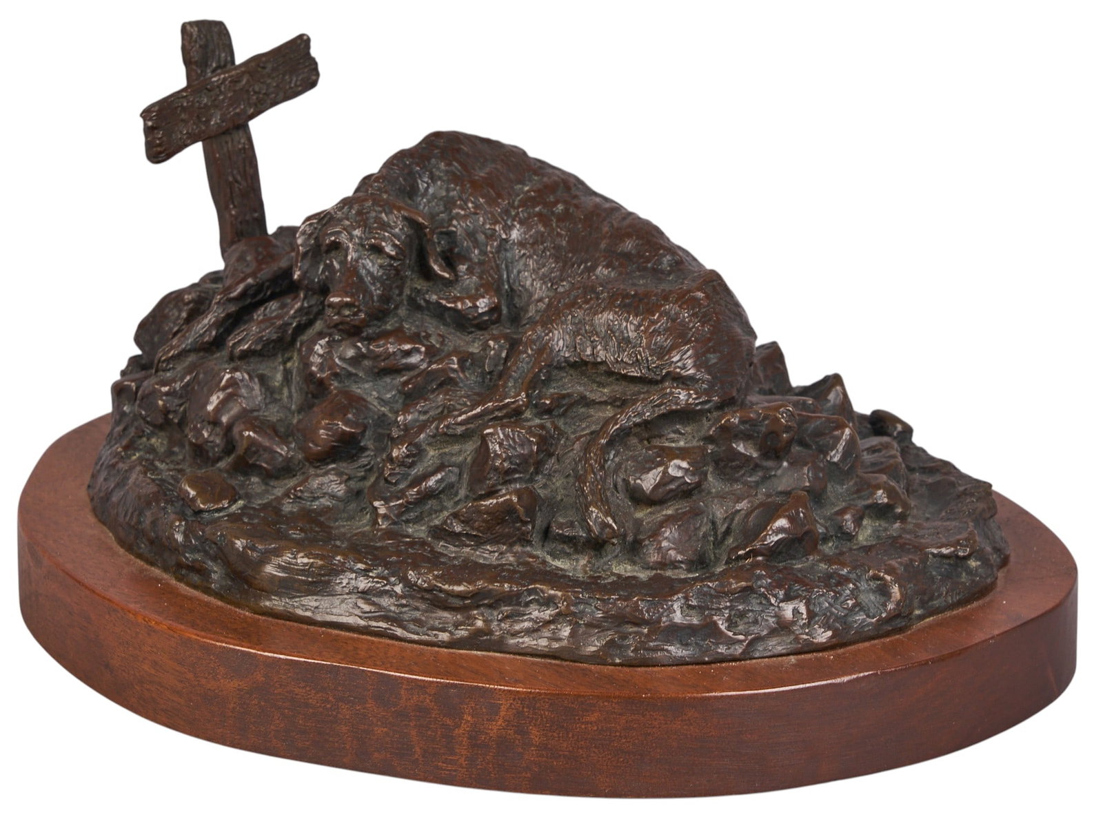Ken Payne, "The Last Friend": Ken Payne (New Mexico, 1938-2012), "The Last Friend", dog resting atop grave, with cross grave marker reading "Tommy, 1842-1852", 12/50, 1978 height 4.5 in. x width 9 in. x de