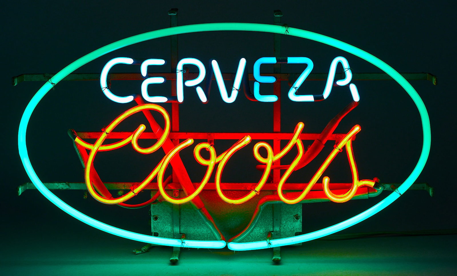 Coors Cerveza Neon Sign, 20th C.: Coors Cerveza neon sign, in working condition, circa 20th century height 14.5 in. x width 24 in. x depth 6 in. Provenance: Property from a New Braunfels, Texas collector of vintage signage
