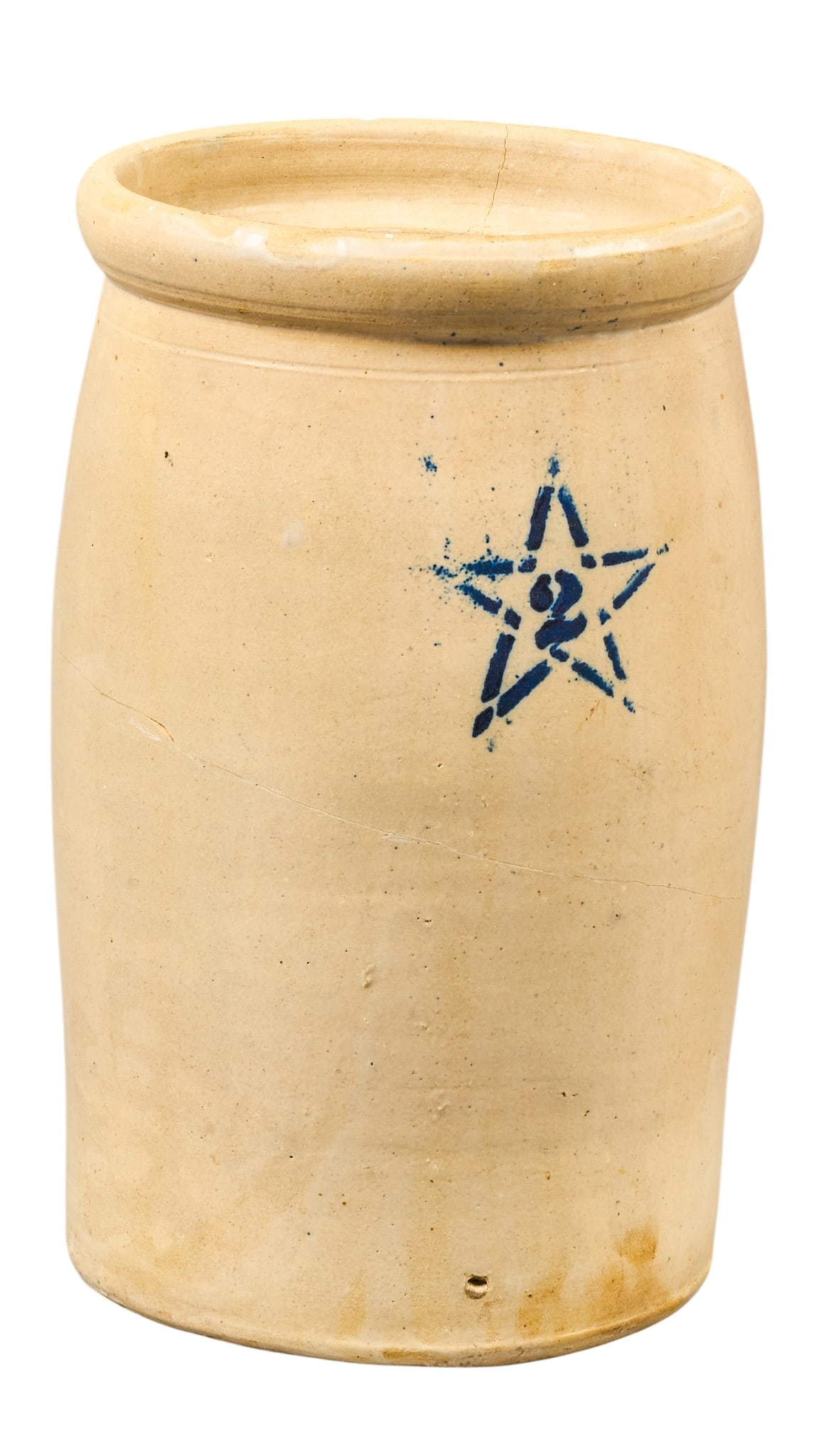 Star Pottery 2-Gallon Crock: Star Pottery 2-gallon crock height 13 in. x diameter 7 in. Provenance: Property from a home in San Antonio, Texas 