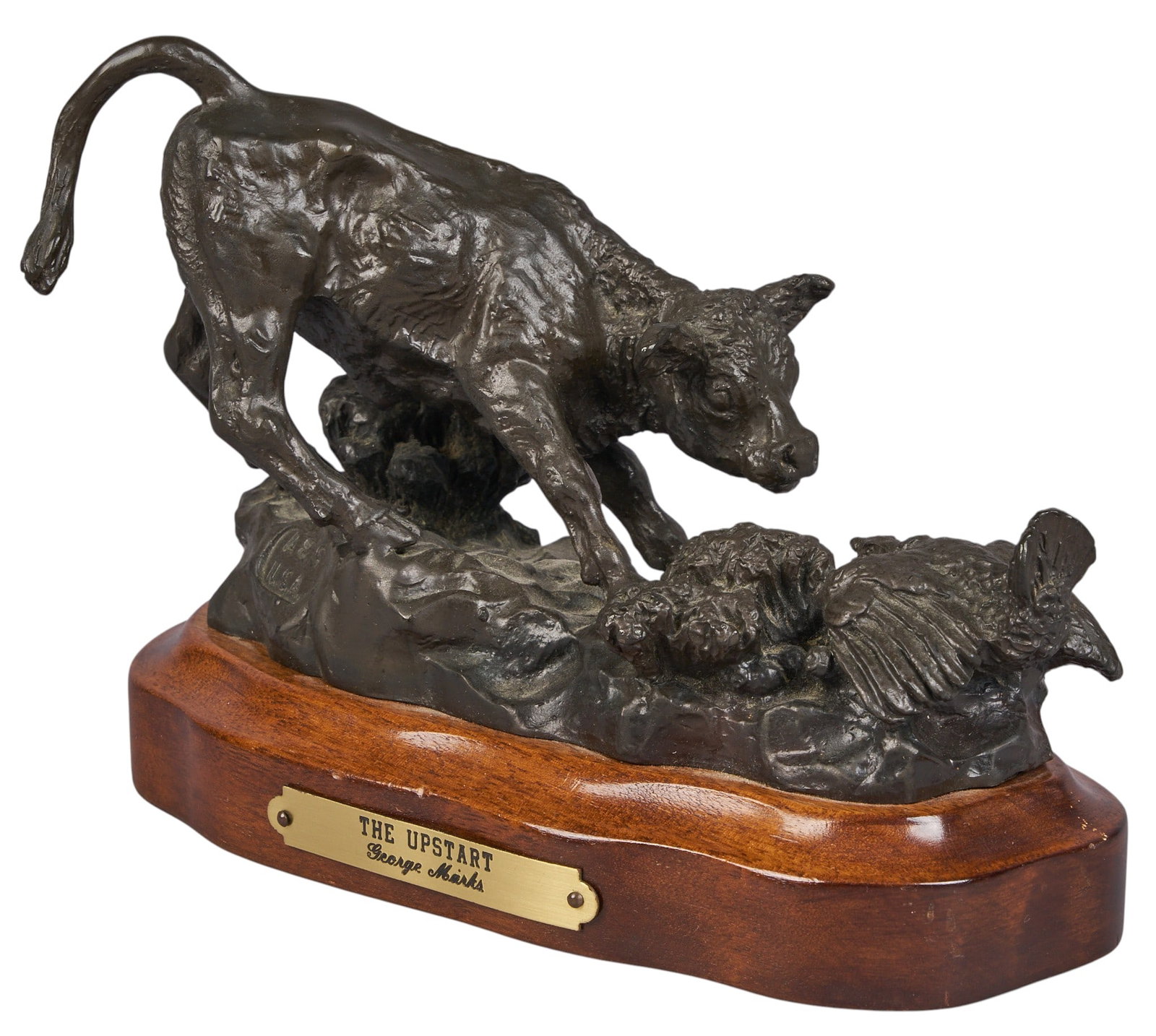 George Marks, "The Upstart": George B. Marks (Amer., 1923-1983), "The Upstart", artist-cast bronze sculpture on wooden base, with incised signature, edition number 40/40 and date, 1975 height 5.5 in. x width 7 in.