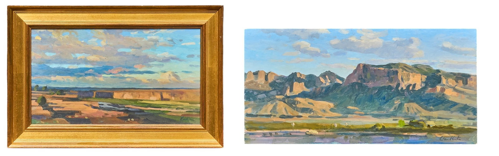 David Caton, (2) Landscape Studies: David Caton (Texas / Arizona, b. 1955), two landscape studies, both are oil on panel, both signed; to include "Canyon de Chelly, Arizona" (2011) and "Chisos Big Bend, Tex