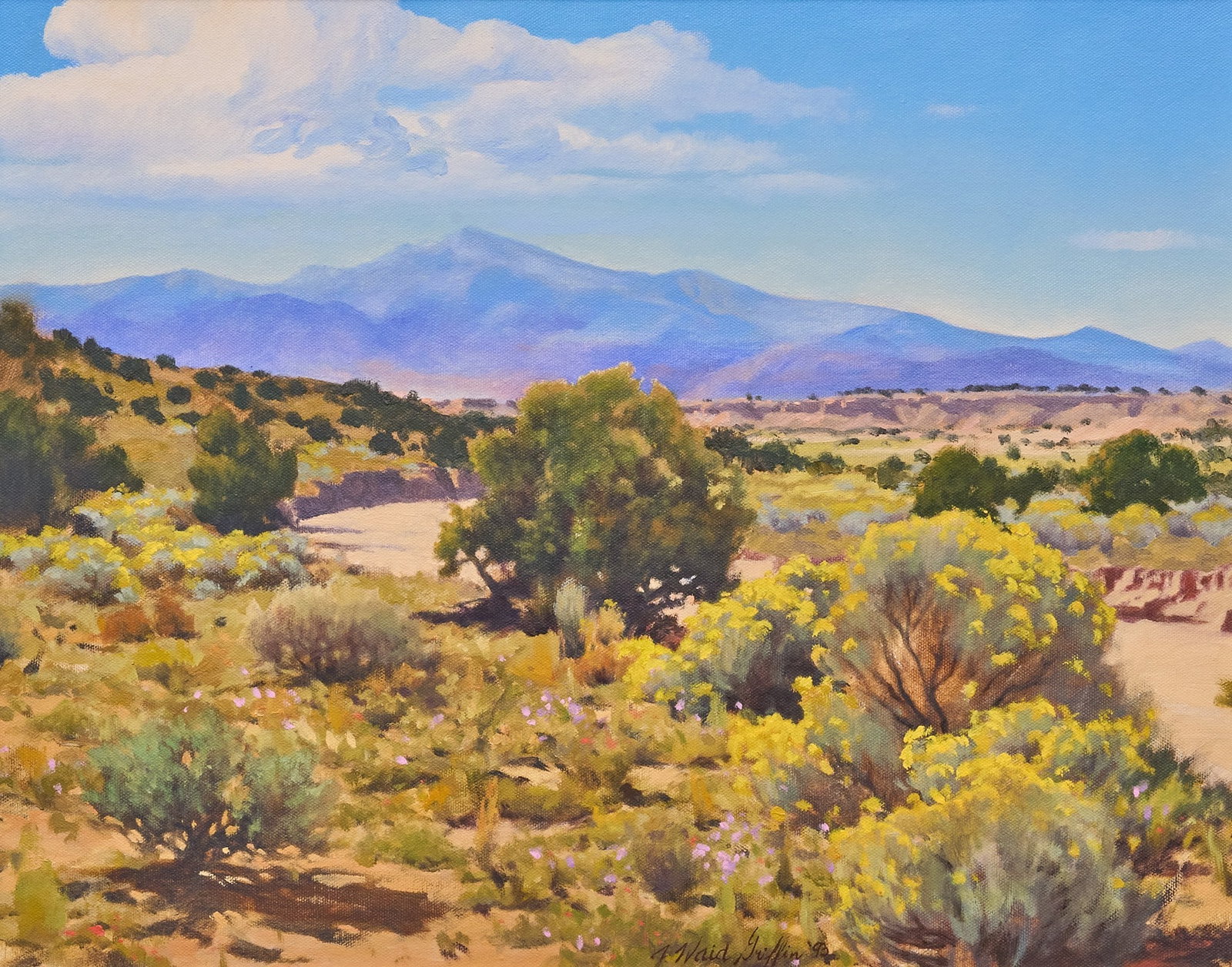 J. Waid Griffin, Southwest Landscape: J. Waid Griffin (Amer., b. 20th C.), Southwest landscape, oil on canvas, signed and dated lower right, 1993 sight: 17 x 19 in., frame: 22 x 26 in. Provenance: Property from a Boerne, Texas collector