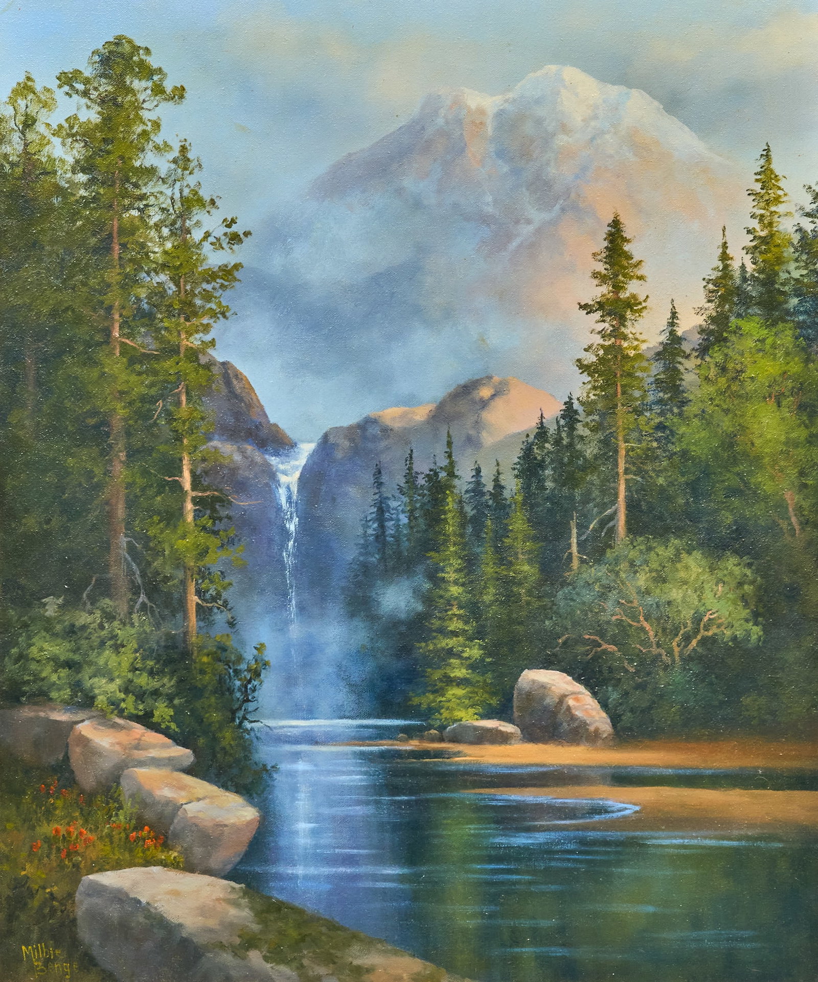 Milbie Benge, Western Landscape: Milbie Benge (California, b. 1948), Western mountain landscape, oil on canvas, signed lower left sight: 24 x 20 in., frame: 36 x 32 in. Provenance: Property from an Austin, Texas collector