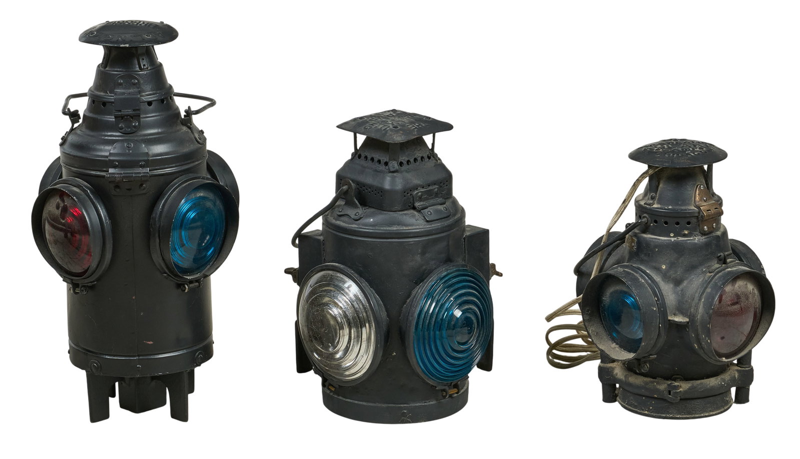 Set of (3) Vintage Railroad Switch Marker Lamps (1 of 9)