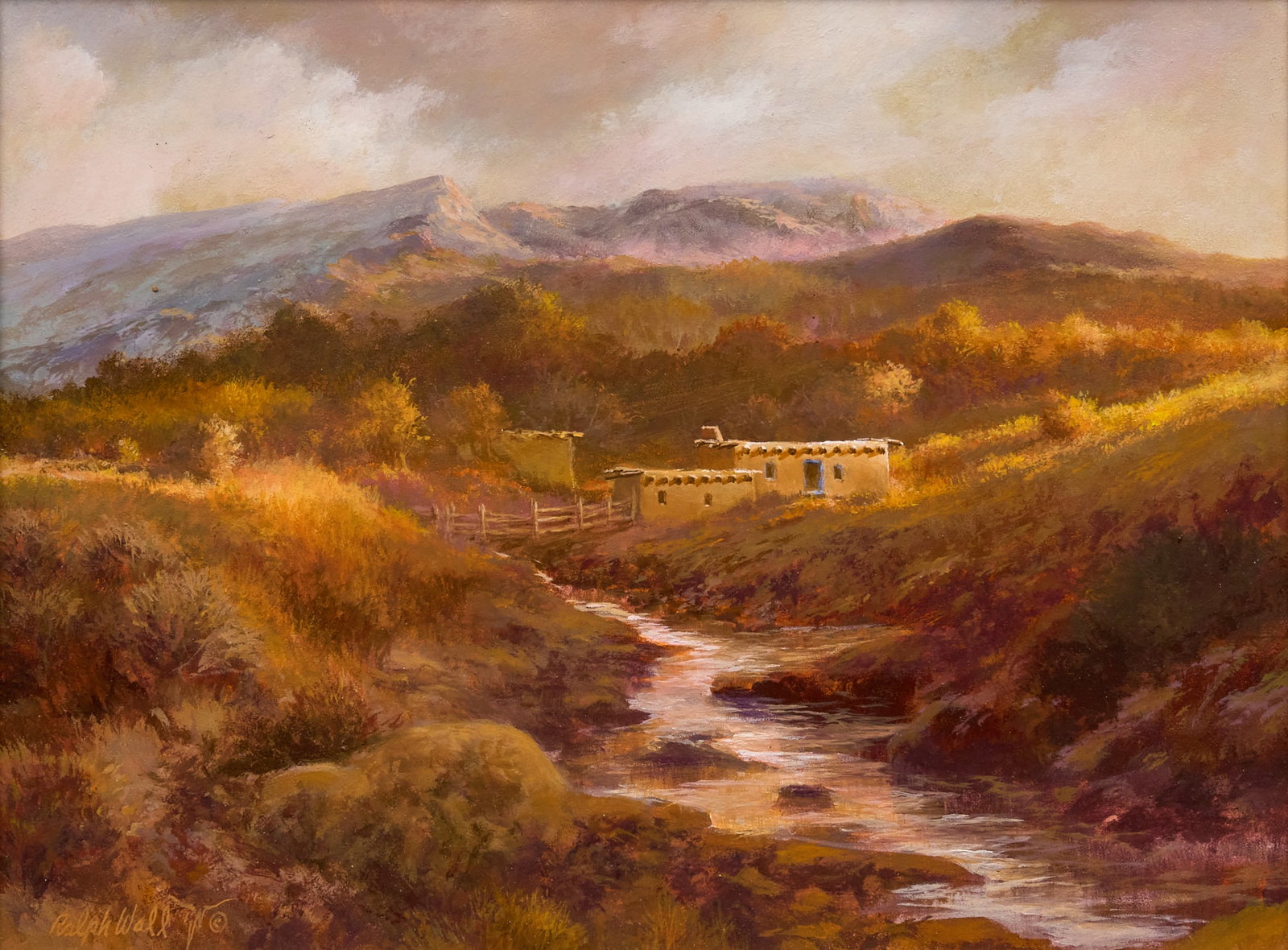 Ralph Alan Wall, "Rancho Morning": Ralph Alan Wall (Amer., 1932-2009), "Rancho Morning", oil on panel, signed lower left, artist's inscription on the verso with signature, title, and date, 1992 sight: 12 x 16