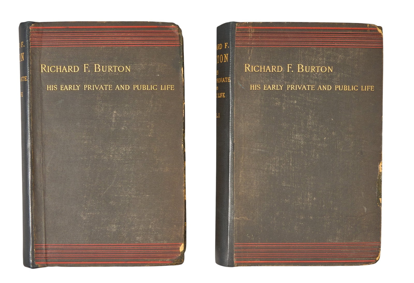 Richard F. Burton, 2 Volumes: Two volume set of 1887 "Richard F. Burton: His Early, Private and Public Life" by Francis Hitchman, published by Sampson Low, Marston, Searle & Rivington (London), Volume I and